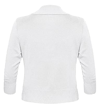 GoMamee Women's Classic 3/4 Sleeve Open Front Kint Cropped Cardigans Bolero Shrug for Dresses, White M - Image 7