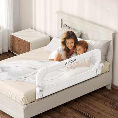 UPGOGO Folding Bed Rail for Toddlers,Baby Bed Rail Guard with Reinforced Anchor Safety System,Fit Bunk,Full Size,Queen,King,Twin(White,59"x23.6") - Image 7