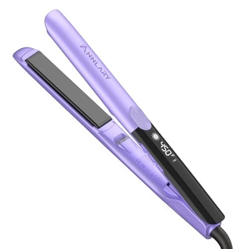 Annlary Hair Straightener 1 Inch Flat Iron and Curler 2 in 1 Titanium Ceramic Ionic Dual Voltage Straightener with Heat-Resistant Silicone, for Less Frizz, Shinier & Smoother - Image 1