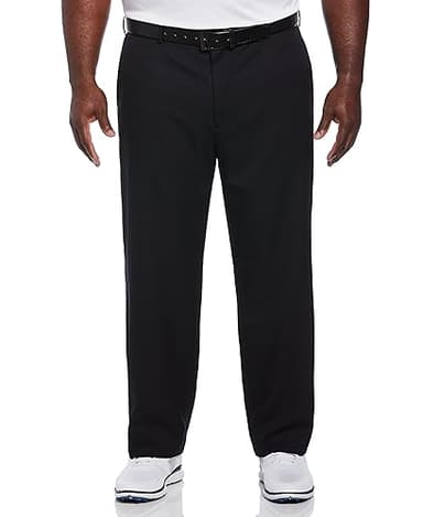 PGA TOUR Men's Flat Front Golf Pant with Expandable Waistband, Caviar, 34W x 30L - Image 1