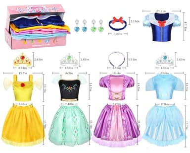 LIMIROLER 18 Pcs Princess Dress Up Clothes for Little Girl Role Play Costume Gift Set, Princess Dress Up Toys for Toddler Girls, Birthday Christmas Party Gifts for Girls Aged 3-6 Years Old - Image 2