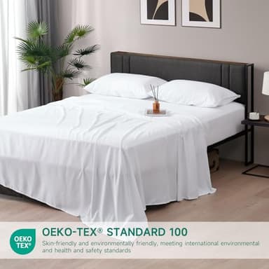 4 Piece Queen Size Bed Set, Upgraded Cooling Deep Pocket Comfy Breathable Hotel Luxury Bedding, Extra Soft & Wrinkle Free Sheets Cover, Queen Sheets up to 16 inch, White - Image 4