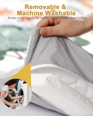 TINYHARBO Premium Foam Baby Play Mat 71" x 59" – Removable & Machine Washable Cover, Extra Thick Padding Playpen Mat, Non-Slip Crawling Mat, Easy to Clean for Infants, Toddlers & Babies - Image 2