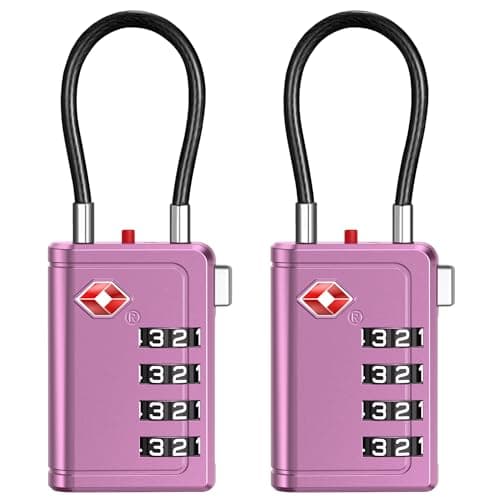 Puroma TSA Approved Luggage Travel Locks with Open Alert Indicator, 4 Digit Combination Resettable Code Zinc Alloy Lock for Suitcase, Backpack, Bag, Toolbox, Locker (2 Pack, Rose Purple) - Image 1