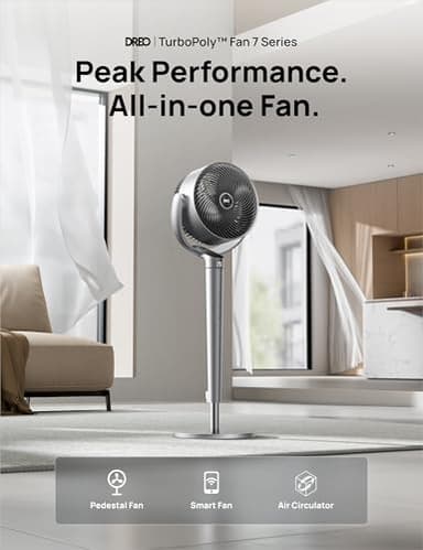 Dreo Oscillating Fan for Bedroom,150°+120° Omni-Directional Quiet Floor Fans with Smart Control, 110ft Pedestal Fan with DC Motor, 9 Speeds, 6 Modes, 43'' Inches, 12H Timer, Wi-Fi/Voice/Alexa - Image 2