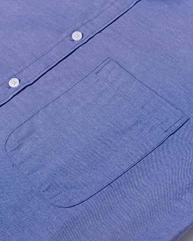 Alimens & Gentle Mens Solid Oxford Shirt Long Sleeve Dress Shirt Work Casual Button Down Shirts with Pocket Aroyal Blue - Image 4