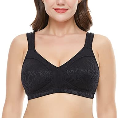 Wingslove Women's Full Coverage Non Padded Comfort Minimizer Wire-Free Bra Plus Size(Black,38DD) - Image 3