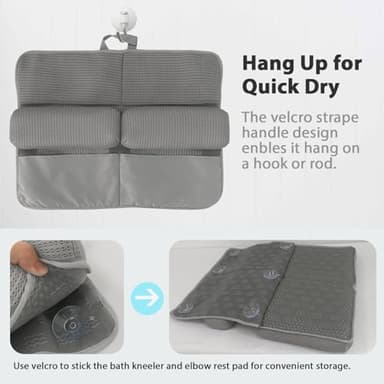 Baby Bath Kneeler and Elbow Rest Pad Set, 2.3" thick Soft 3D Mesh Padding, Non-Slip Bath Mat Kneeling Pad for Bathing Baby Foldable, Bath Tub Elbow Rest Pad with Organizer Pockets and Suction Cups - Image 7