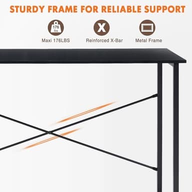 Sweetcrispy Small Computer Office Desk 32 Inch Kids Student Study Writing Work with Metal Frame Wood Tabletop Modern Simple Home Bedroom PC Table - Black - Image 8