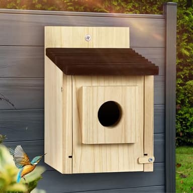 Bird House for Outside,Wooden Bluebird House,with Predator Guard Bird Nesting Box Wild Bird Watching, Finch Bluebird Cardinals Hanging Birdhouse Clearance Garden Country Cottage - Image 4