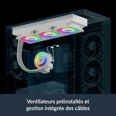 ARCTIC Liquid Freezer III Pro 360 A-RGB (White) - AIO CPU Cooler, 3 x 120 mm Water Cooling, 38 mm Radiator, PWM Pump, VRM Fan, AMD AM5/AM4, Intel LGA1851/1700 Contact Frame - White - Image 6