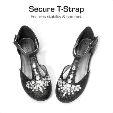 DREAM PAIRS Girls Mary Jane Dress Shoes Pearl T-Strap Party Flower Wedding Princess Flats for Toddler Little Big Kid,Size 3 Little Kid,Black,SDFL2426K - Image 2