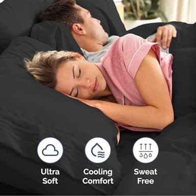 Extra Deep Queen Sheet Set - 6 Piece Breathable & Cooling Sheets - Hotel Luxury Bedding Set w/18-24 Inch Extra Deep Pockets - Easy & Secure Fit - Super Soft, Wrinkle Free & Comfy - Black, Queen Size - Image 5