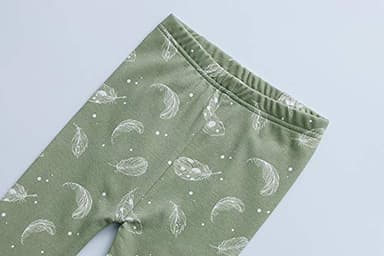 Owlivia 100% Organic Cotton Baby Long Sleeve Pajama Sets, Toddler Boy Girl 2-Piece Sleepwear(5 Years, Feather Green) - Image 4