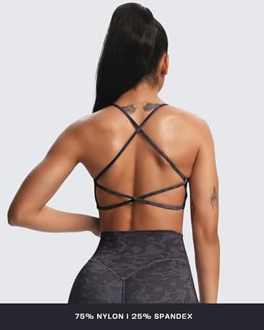 Aoxjox Women's Workout Sports Bras Fitness Ivy Low Impact Bra Yoga Crop Tank (Cloud Navy, Medium) - Image 3