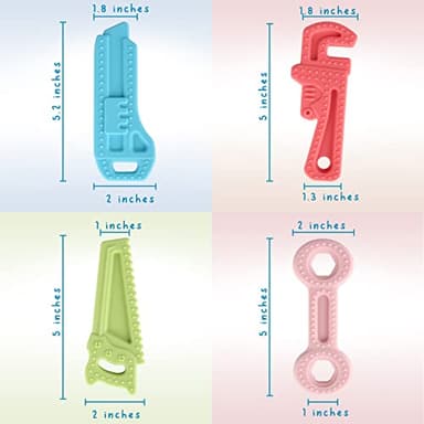 Fu Store 8 Pack Soft Silicone Teething Toys for 0-12Months 6-24 Months Toddlers Infant Hammer Tools Shape Baby Teethers Relief Soothe Babies Gums Set - Image 5