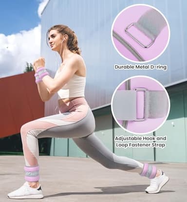 Ankle Weights, Wrist Leg Arm Weight for Women Men with Adjustable Straps, A Pair of 2LBS(1LB Each Weight) Arm Weighted for Running Walking Yoga Gymnastics Physical Therapy, Light Purple - Image 2