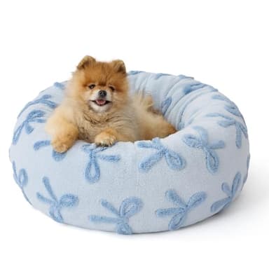 LE SURE Donut Small Dog Bed - Round Cat Beds for Indoor Cats Anti-Anxiety Calming Pet Beds, Washable Cute Modern Beds with Teddy Sherpa Plush & Anti Slip Bottom, 23 Inch, Ice Melt - Image 6