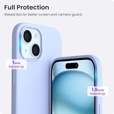 ORNARTO Compatible with iPhone 15 Plus Case 6.7", Slim Liquid Silicone 3 Layers Full Covered Soft Gel Rubber Cover Protective Phone Case with Anti-Scratch Microfiber Lining-Baby Blue - Image 4