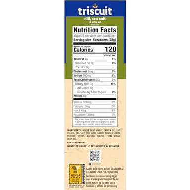 Triscuit Dill, Sea Salt & Olive Oil Whole Grain Wheat Crackers, Lunch Snacks, Bulk Snack Crackers, 6 - 8.5 oz Boxes - Image 19