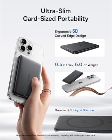 Baseus Picogo Magsafe Portable Charger, Qi2 Certified 0.5" Ultra Slim 15W Wireless Power Bank, 10000mAh 27W Fast Charging Magnetic Battery Pack with USB-C for iPhone 17/16/15/14/13/12 Series Only - Image 2