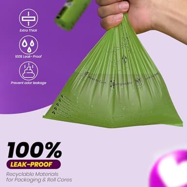 Natuural Dog Poop Bags-150 Counts with Holder (10 Rolls), Biodegradable Poop Bags, Eco-Friendly and Easy to Open, Thick Dog Waste Bags (Green) - Image 3