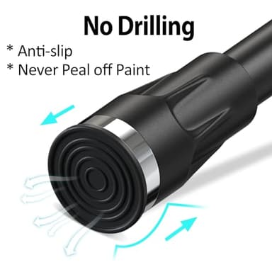 Extra Long Tension Rod with Shower Rod Holder No Drill, Stainless Steel Adjustable Shower Curtain Rod for Bathroom Windows Closet 48-120 Inch Non Slip Matte Black - Image 2