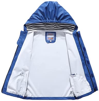 BenBoy Kids Rain Jacket Lightweight Raincoat Hooded Outdoor Waterproof Windbreaker for Boys Girls,YY468-Royalblue+Navyblue-116 - Image 2