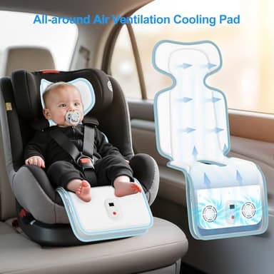 Baby Stroller Cooling Pad,Car Seat Cooler with 2 Built-in Blowers | Up to 10h Runtime & 10000mAh Battery | 3-Speed Adjustable Cooler Pad for Infants,Toddlers | Summer Outdoor Baby Essentials - Image 2