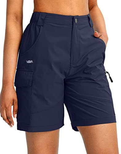Viodia Women's 7" Hiking Cargo Shorts with Pockets Quick Dry Lightweight Shorts for Women Golf Casual Summer Shorts Navy - Image 1