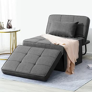 BIGSYY Sofa Bed, 4 in 1 Multi-Function Folding Ottoman Breathable Linen Couch Bed with Adjustable Backrest Modern Convertible Chair for Living Room Apartment Office, Dark Grey - Image 6
