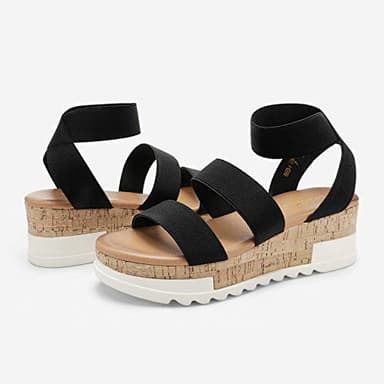 DREAM PAIRS Women's Open Toe Ankle Strap Casual Flatform Platform Wedges Sandals,Size 7.5,Black,Reed-1 - Image 2