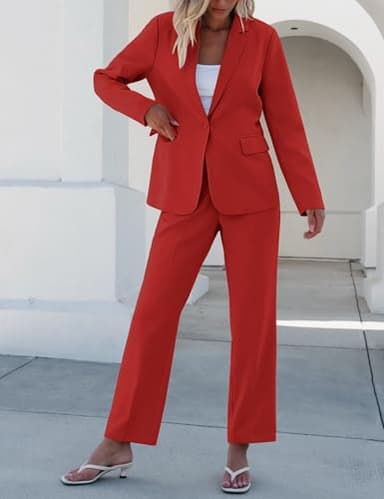 Luvamia Red Pants Suit for Women - Two Piece Set, Date Night Outfit, Medium (Fits Size 8-10) - Image 8