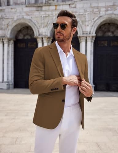 COOFANDY Mens Dress Sport Coats Casual Stylish Suit Jacket Blazer Big and Tall Brown - Image 3
