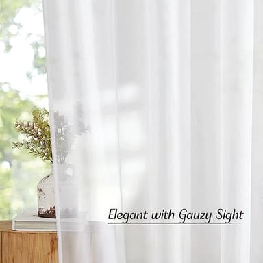 NICETOWN White Sheer Curtains & Drapes 96 inches Long for Living Room - Grommet Top Solid Lightweight & Airy Gauzy Window Treatments with Light Filtering for Bedroom, 2 Panels, W54 x L96 - Image 5