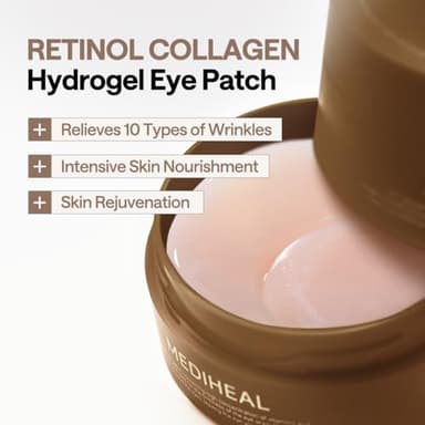Mediheal Retinol Collagen Under Eye Patches - Korean Hydrogel Eye Pads (60 patches) with 95% Retinol & 5 Micro Collagen. Nourishing & Non Irritating Eye Gel Mask. Sealing Cap & Spatula Included. - Image 3
