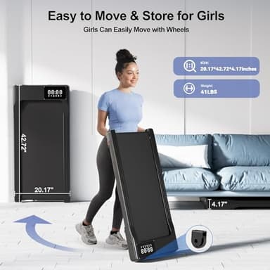 DeerRun 2025 Upgrade Walking Pad, Smart Under Desk Treadmill for Home Office, No-Assembly Treadmills with APP and Remote Control, LED Display, 2.5 HP Quiet Walking Jogging Machine, 300 lbs Capacity - Image 7