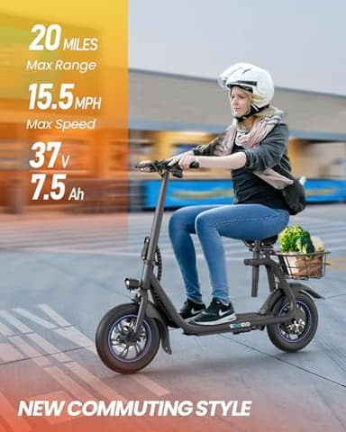 Gyroor Adults Electric Scooter, 450W Motor 20Mile-Max Distance 15.5MPH, Fashion Electric Scooter for Short Distance Commuting,C1-Bright - Image 2
