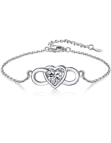 MomentWish Love Heart Bracelet, 1Carat Moissanite Bracelet for women, D Color VVS1 Moissanite 925 Sterling Silver Charm Bracelets - Image 1