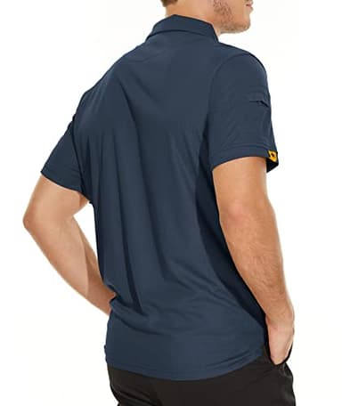 V VALANCH Polo T Shirts for Men Navy Blue Polo Shirt Mens Casual Shirts Short Sleeve Sweat Wicking Shirt Golf Polo,Navy,XL - Image 3