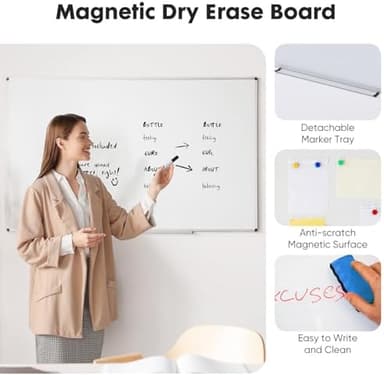 Sweetcrispy Magnetic Dry Erase Board, 36" x 24" Whiteboard for Home, School, Sliver Reinforced Aluminum Frame - Image 4