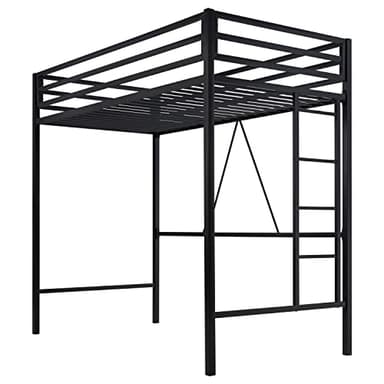 SHA CERLIN Loft Bed Twin Size with Ladder and Guardrail,Heavy Duty Metal Slats Support No Box Spring Needed Small Space Saving Furniture for Bedroom Dorm,Black - Image 9