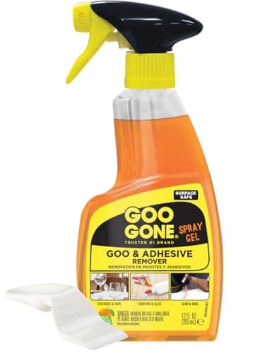 Goo Gone Adhesive Remover Spray Gel, Removes Chewing Gum, Grease, Tar, Stickers, Labels, Tape Residue, Oil, Blood, Lipstick, Mascara, 12 oz with Sticker Lifter - Image 1