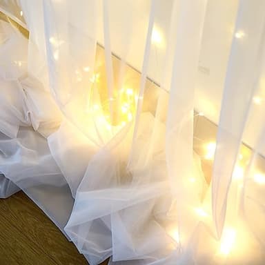 White Tulle Backdrop Curtain with Lights String for Parites 10×8ft Sheer Backdrop Curtains White Curtain Backdrop for Wedding Baby Shower Birthday Party Photo Shoot Decorations(2 Panels 10ft×8ft) - Image 7