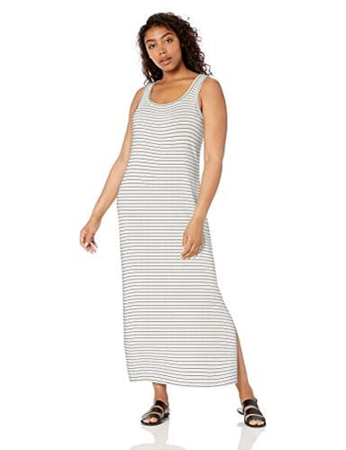 Amazon Essentials Women's Supersoft Terry Racerback Maxi Dress (Previously Daily Ritual), Black White Thin Stripe, X-Large - Image 5