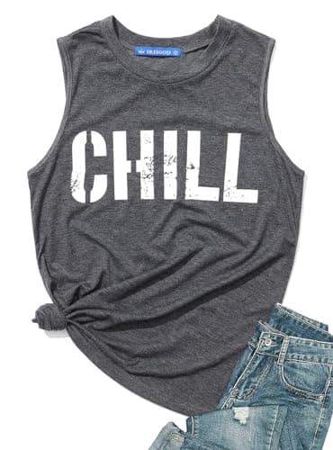 IRISGOD Womens Tank Tops Loose Fit Summer Cute Graphic Sleeveless Shirts Workout Basic Tunic - Image 2