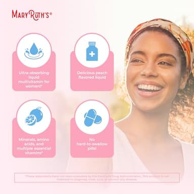 MaryRuth Organics Women's Multivitamin+Lustriva Hair Growth Liposomal | Biotin 10000mcg | Clinically Tested for Thicker Hair, Wrinkles, Fine Lines, Skin Care with Ashwagandha&Maca Root | 15.22 Fl Oz - Image 6