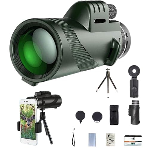 Stscope 360 Monocular Set, Telescope High Power, High-Power Long-Range Optics with Night Vision & Phone Adapter, Tripod-Compatible Gear for Birdwatching Stargazing Camping (80x100,Upgraded Green) - Image 1