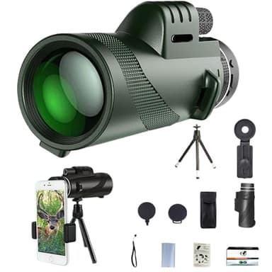 Stscope 360 Monocular Set, Telescope High Power, High-Power Long-Range Optics with Night Vision & Phone Adapter, Tripod-Compatible Gear for Birdwatching Stargazing Camping (80x100,Upgraded Green) - Image 1