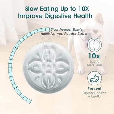 vancasso Ceramic Slow Feeder Dog Bowls, Puzzle Dog Food Bowls with Floral Maze, Anti -Slip Pet Food Dish for Small Breed, 0.6 Cups, Grayish Cyan - Image 4